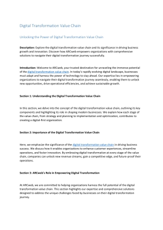 Digital Transformation Value Chain