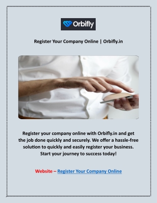 Register Your Company Online | Orbifly.in
