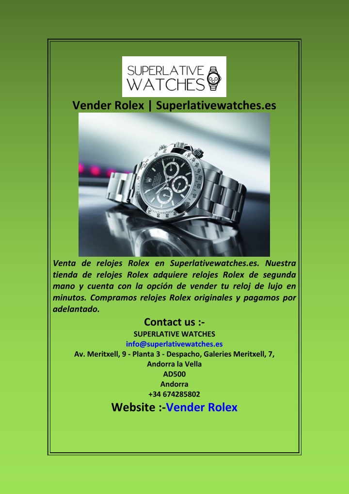 vender rolex superlativewatches es