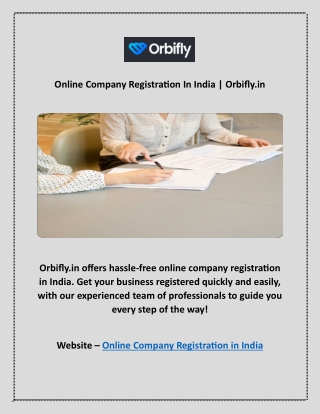 Online Company Registration In India | Orbifly.in