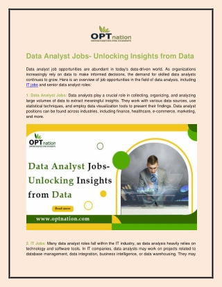 data analyst jobs unlocking insights from data