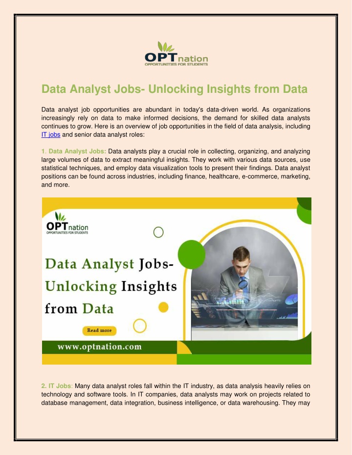 data analyst jobs unlocking insights from data