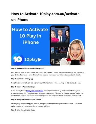 How to Activate 10play.com.au/activate  on iPhone