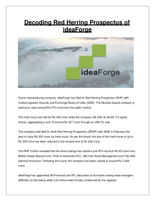 Decoding Red Herring Prospectus of ideaForge