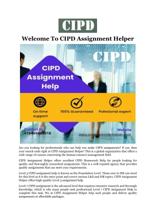 Welcome To CIPD Assignment Helper