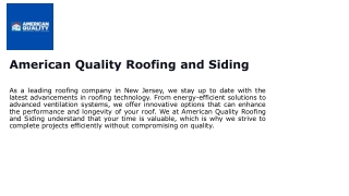 American Quality Roofing and Siding