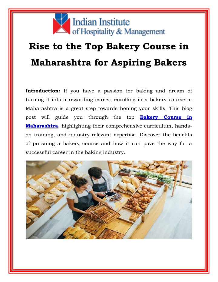 rise to the top bakery course in
