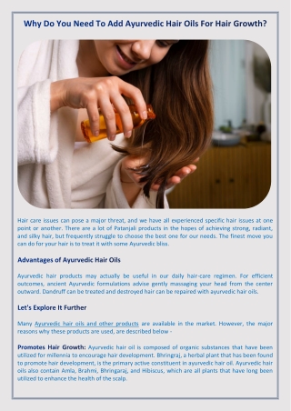 Why Do You Need To Add Ayurvedic Hair Oils For Hair Growth