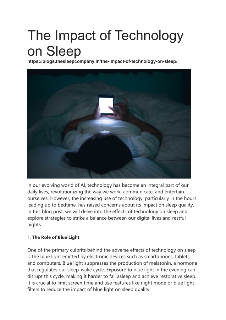 the impact of technology on sleep https blogs