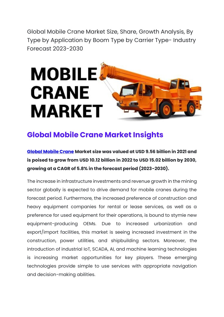 global mobile crane market size share growth