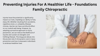 Preventing Injuries For A Healthier Life - Foundations Family Chiropractic