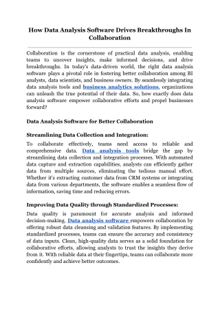 how data analysis software drives breakthroughs