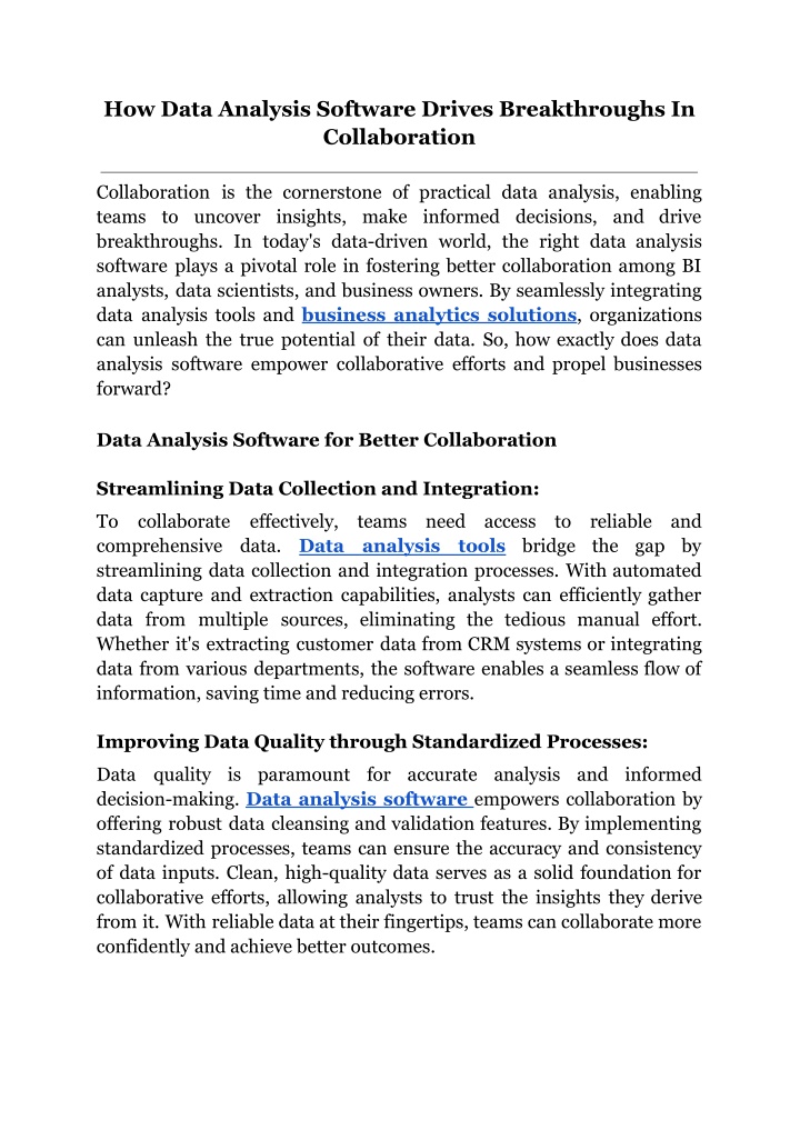 how data analysis software drives breakthroughs