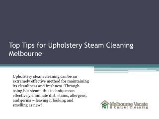 Top Tips for Upholstery Steam Cleaning Melbourne