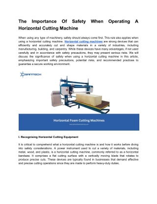 The Importance Of Safety When Operating A Horizontal Cutting Machine