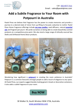 Add a Subtle Fragrance to Your Room with Potpourri in Australia