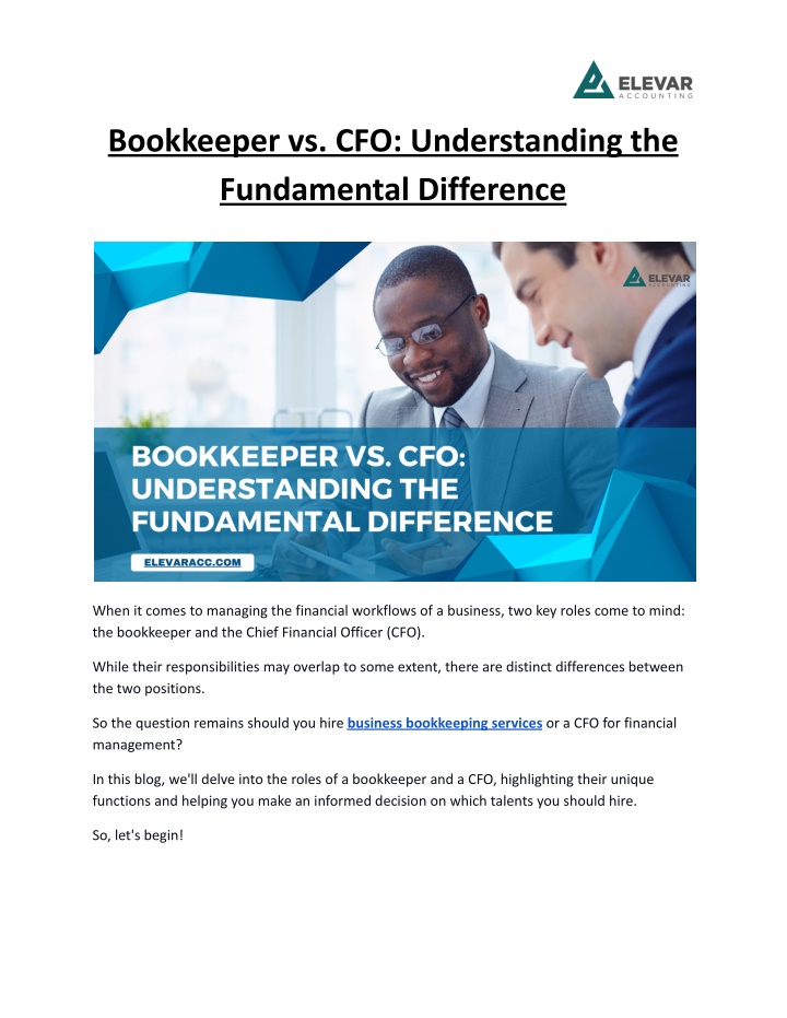 bookkeeper vs cfo understanding the fundamental