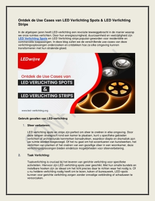ontdek de use cases van led verlichting spots