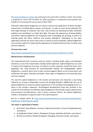 the optical brighteners market was estimated