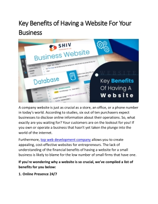 Key Benefits of Having a Website For Your Business