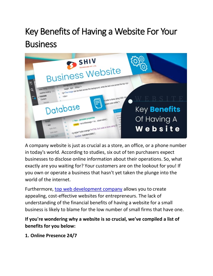 key benefits of having a website for your