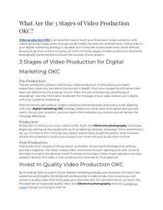 what are the 3 stages of video production okc