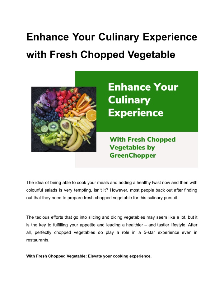enhance your culinary experience
