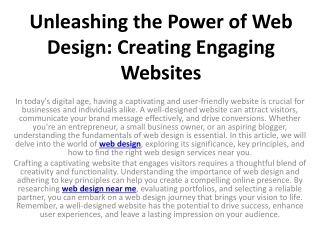 Unleashing the Power of Web Design Creating Engaging Websites