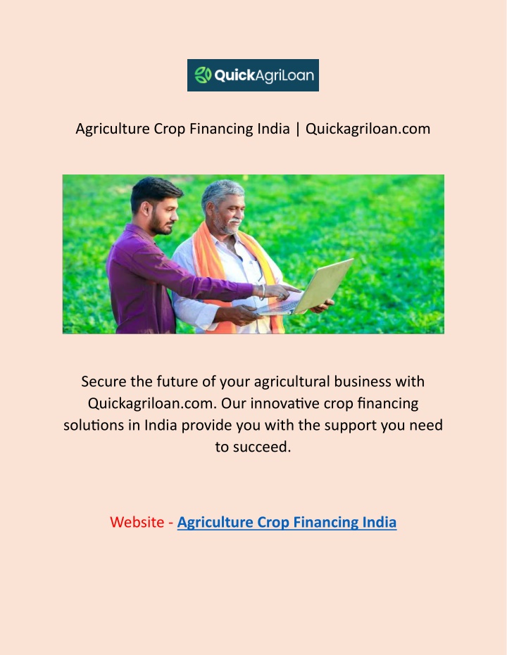 agriculture crop financing india quickagriloan com