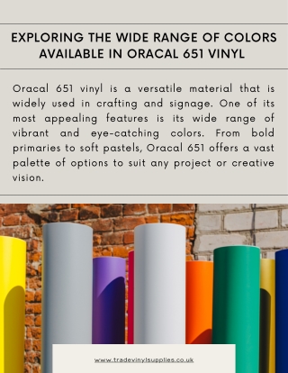 Exploring the Wide Range of Colors Available in Oracal 651 Vinyl