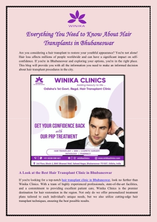 Everything You Need to Know About Hair Transplant in Bhubaneswar