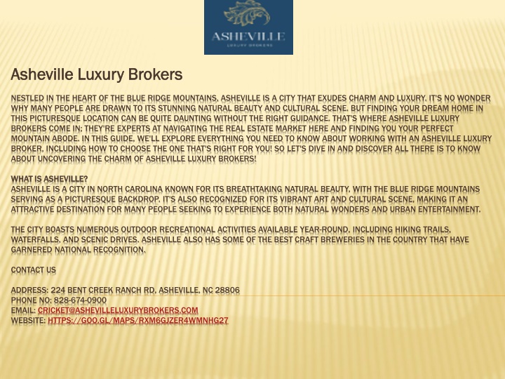 asheville luxury brokers