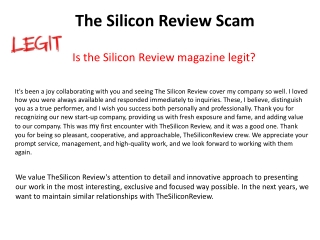 the silicon review scam