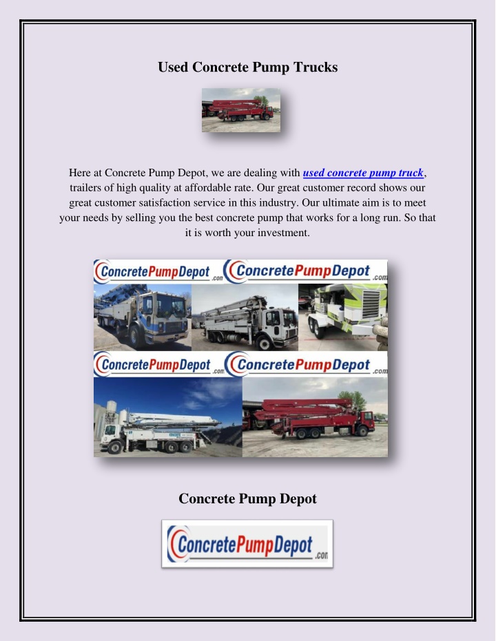 used concrete pump trucks