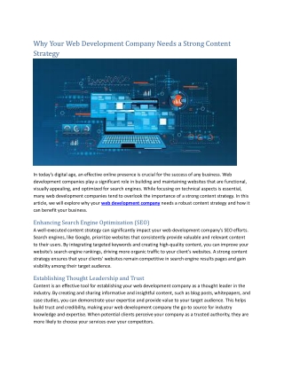 why your web development company needs a strong