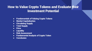 How to Value Crypto Tokens and Evaluate their Investment Potential