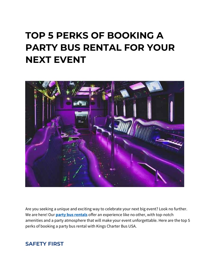 top 5 perks of booking a party bus rental
