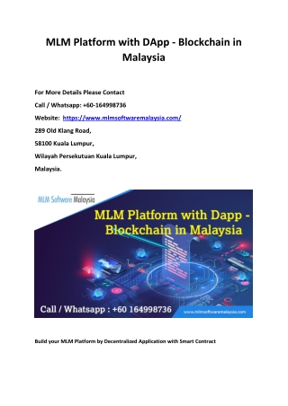 MLM Platform with DApp - Blockchain in Malaysia