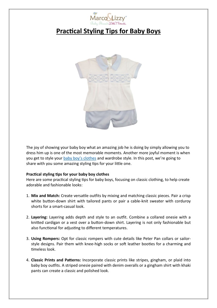 practical styling tips for baby boys