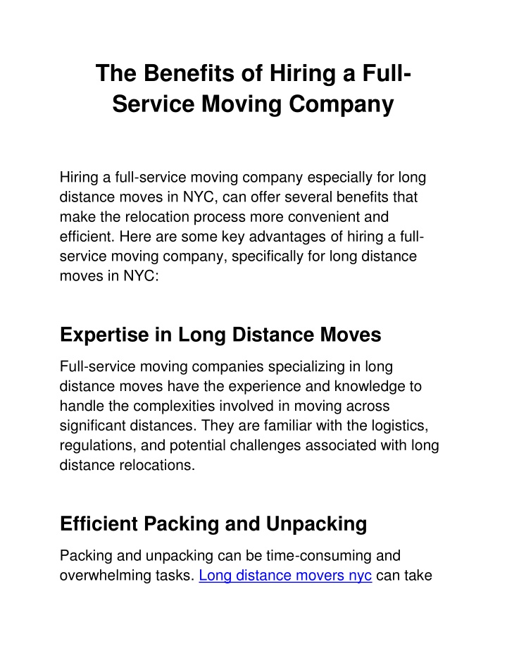 the benefits of hiring a full service moving
