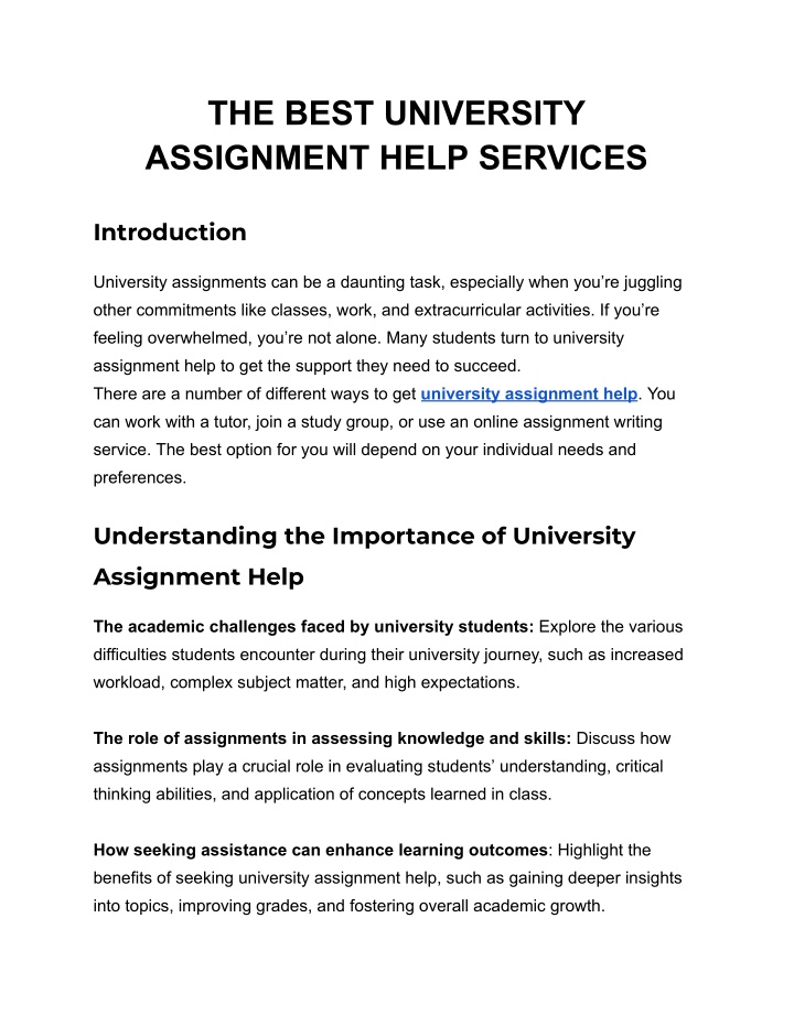 the best university assignment help services
