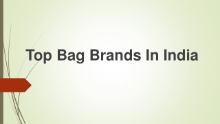 Top Bag Brands In India