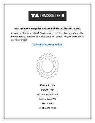 Best Quality Caterpillar Bottom Rollers At Cheapest Rates