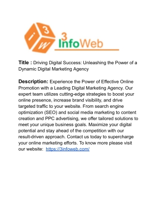 Driving Digital Success: Unleashing the Power of a Dynamic Digital Marketing Age