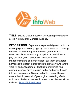 Driving Digital Success: Unleashing the Power of a Digital Marketing Agency