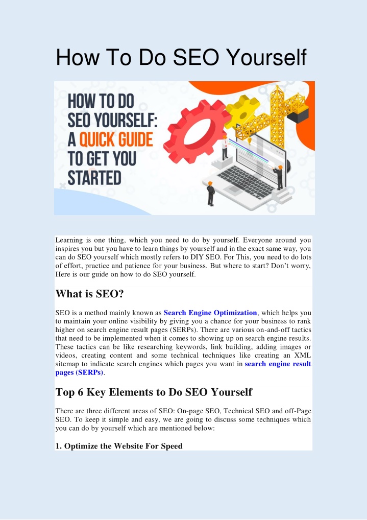 how to do seo yourself
