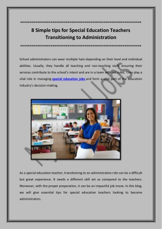 8 Simple tips for Special Education Teachers Transitioning to Administration