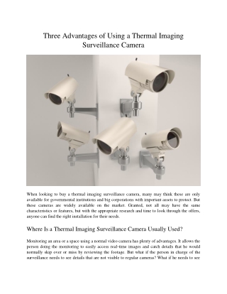 three advantages of using a thermal imaging