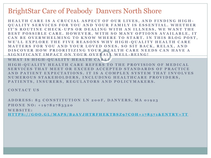 brightstar care of peabody danvers north shore