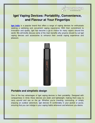 iget vaping devices portability convenience